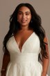 Floral Jacquard V-Neck Plus Size Wedding Dress 9WG4012DB