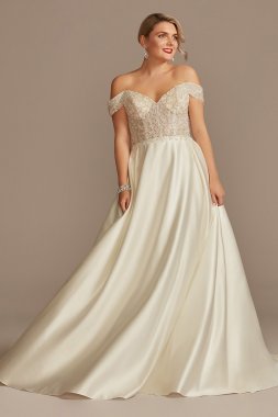 Sheer Beaded Bodice Off the Shoulder Wedding Dress CWG890