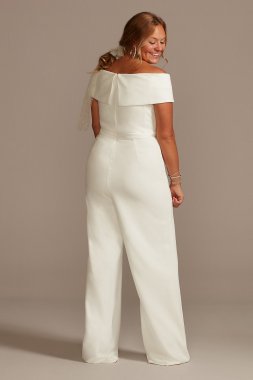 Off-the-Shoulder Crepe Wide-Leg Jumpsuit DB3230W