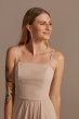 Spaghetti Strap Bridesmaid Dress with Cascade F20319
