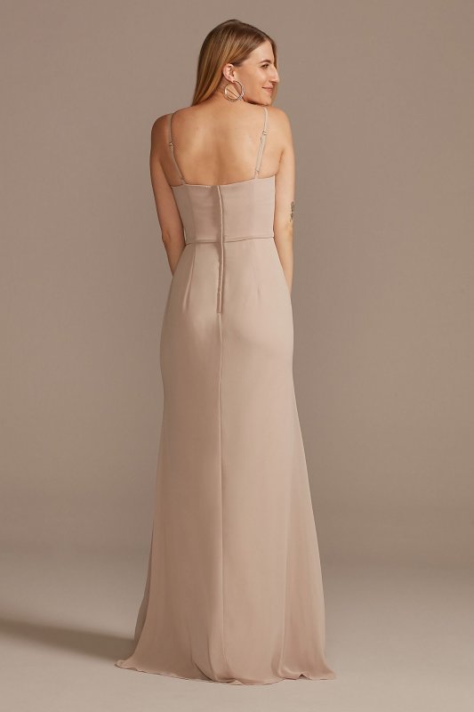 Spaghetti Strap Bridesmaid Dress with Cascade F20319