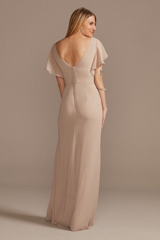 Flutter Sleeve Bridesmaid Dress with Cascade F20320