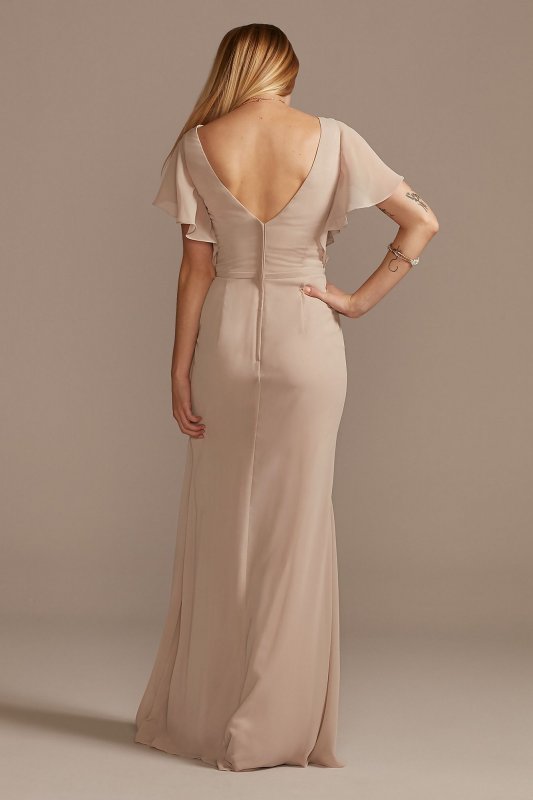 Flutter Sleeve Bridesmaid Dress with Cascade F20320