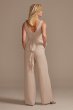 V-Neck Tie Waist Chiffon Bridesmaid Jumpsuit F20331