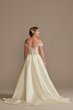 Off the Shoulder Beaded Bodice Satin Wedding Dress LBCWG890
