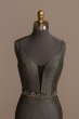 Embellished Glitter Spaghetti Strap Plunge Dress VCTNV045RW