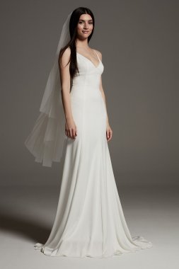 V-Neck Crepe Satin Slip Dress VW351566
