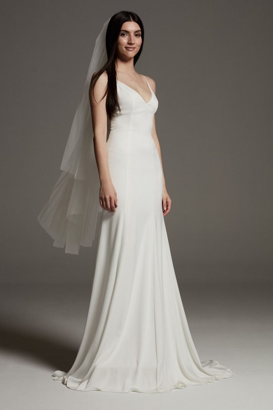 V-Neck Crepe Satin Slip Dress VW351566