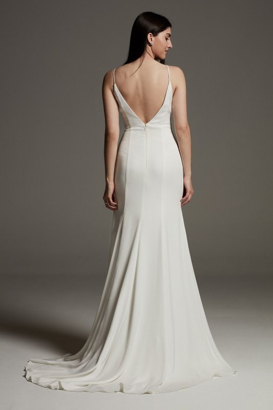 V-Neck Crepe Satin Slip Dress VW351566