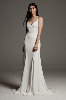 V-Neck Crepe Satin Slip Dress VW351566