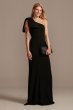 Stretch Crepe Asymmetric Gown with Shoulder Bow WBM2196V2