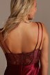Spaghetti Strap Shiny Satin Gown with Slit Skirt WBM2402V1