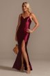 Spaghetti Strap Shiny Satin Gown with Slit Skirt WBM2402V1