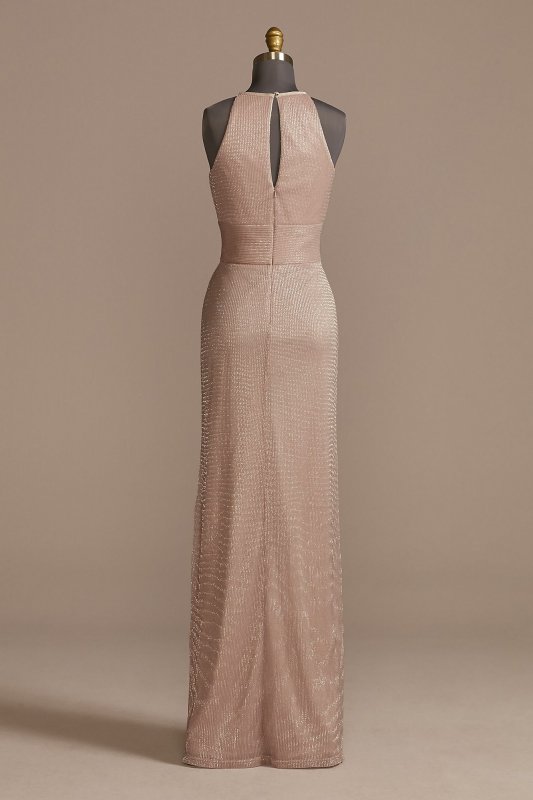 High-Neck Glitter A-Line Gown with Keyholes WBM2411V1