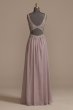 Beaded Bodice Plunge Chiffon Gown WBM2466