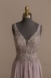 Beaded Bodice Plunge Chiffon Gown WBM2466