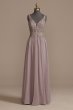 Beaded Bodice Plunge Chiffon Gown WBM2466
