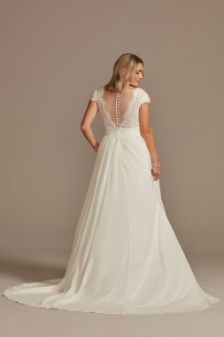 Lace Illusion Back Chiffon Wedding Dress WG4011DB