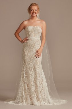 Detachable Sleeves Lace Sheath Wedding Dress WG4020