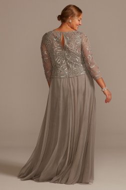 Plus Size A-Line Mesh Dress with Beaded Top WGIN18806W