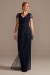 Beaded Short Sleeve V-Neck Dress with Pleats WGINCL761