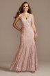 Glitter Lace Spaghetti Strap Godet Gown 12832