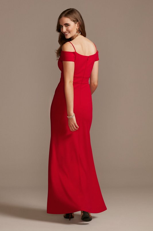 Off the Shoulder Fold Seamed Gown with Slit 21927