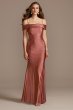 Off the Shoulder Sateen Mermaid Gown with Bow 21955