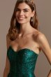 Corset Bodice Strapless Gown with Glitter Overlay 2294BN