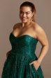 Corset Bodice Plus Size Gown with Glitter Overlay 2294BNW