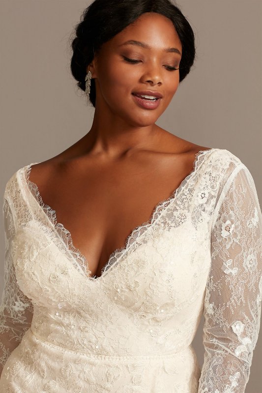 Illusion Sleeve Faux Wrap Tall Plus Wedding Dress 4XL8MS251219