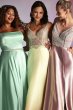 Crystal Embellished Illusion Bodice Satin Gown Cachet 63049D