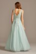 Mesh V-Neck Gown with 3D Floral Applique 783X