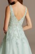 Mesh V-Neck Gown with 3D Floral Applique 783X