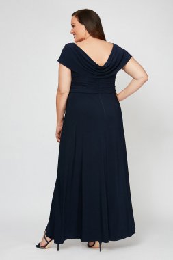 Embellished Pleated Cowlneck Plus Size Dress Evenings 84351491