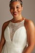 High Neck Lace Godet Plus Size Wedding Dress 8MS251208