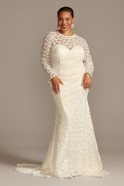 Long Sleeve Venice Lace Plus Size Wedding Dress 8MS251217