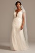 Floral Applique Cap Sleeve Plus Size Wedding Dress 8MS251218