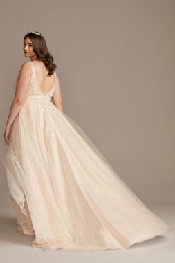 Bead Brocade Sequin Layer Plus Size Wedding Dress 9SWG836