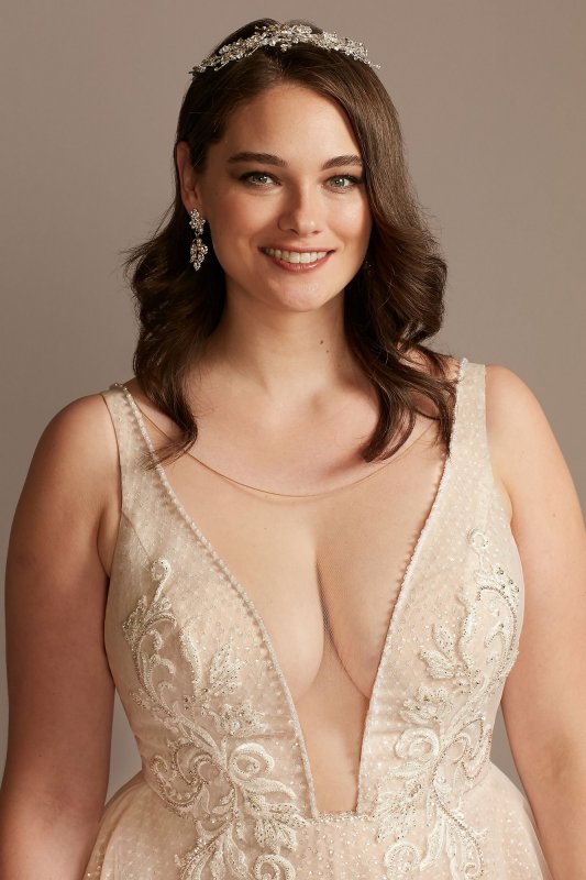 Bead Brocade Sequin Layer Plus Size Wedding Dress 9SWG836