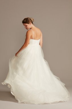 Spaghetti Pleated Tulle Plus Size Wedding Dress Collection 9WG3994