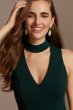 Plunging V-Neck Cutout Choker Dress with Slit A23206
