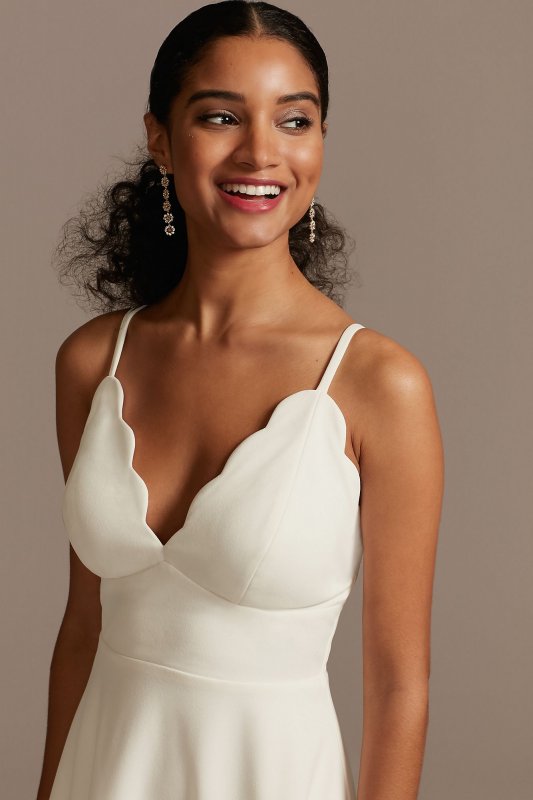 Scalloped V-Neck Dress with High Low Hem C45071DDNE