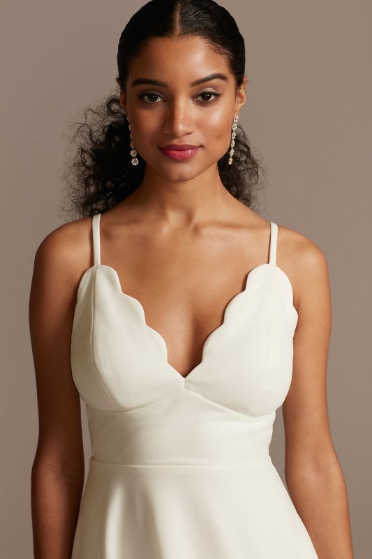 Scalloped V-Neck Dress with High Low Hem C45071DDNE