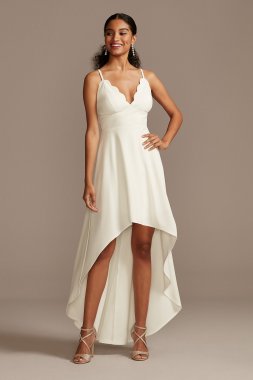 Scalloped V-Neck Dress with High Low Hem C45071DDNE