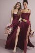 Shiny Charmeuse Cowl Neck Slip Dress with Slit DS270091