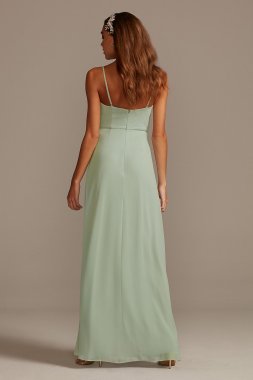 Ruffle Spaghetti-Strap Chiffon Dress with Slit DS270094