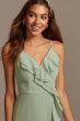 Ruffle Spaghetti-Strap Chiffon Dress with Slit DS270094