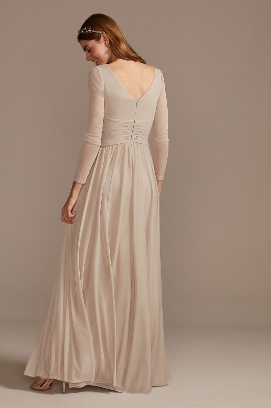 Mesh Illusion Long Sleeve Bridesmaid Dress F20170