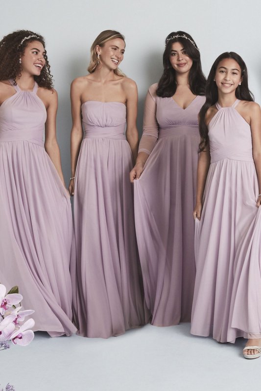 Mesh Illusion Long Sleeve Bridesmaid Dress F20170